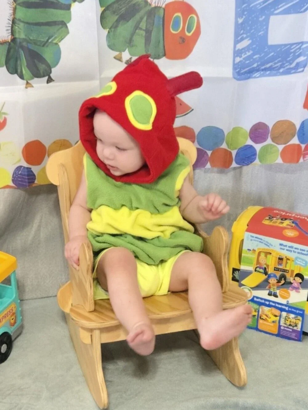 Hungry Caterpillar Costume Hoodie Toddler 2T Green Yellow Eric Carle Inspired